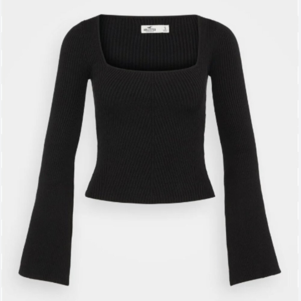 Hollister Ribbed Knit Square Neck Sweater